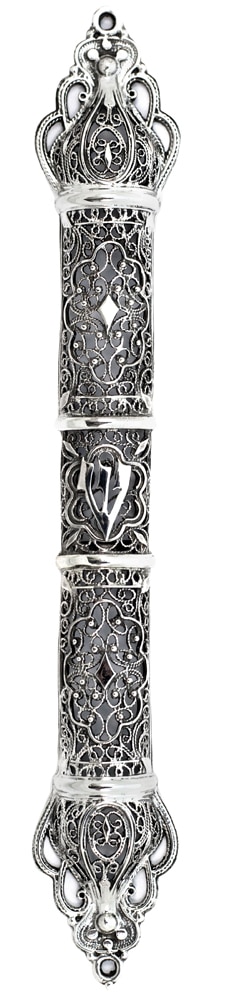 Extra Large Mezuzah Case with Delicate Filigree