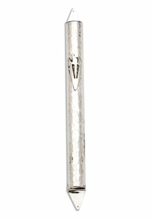 Extra Large Silver Hammered Mezuzah Case