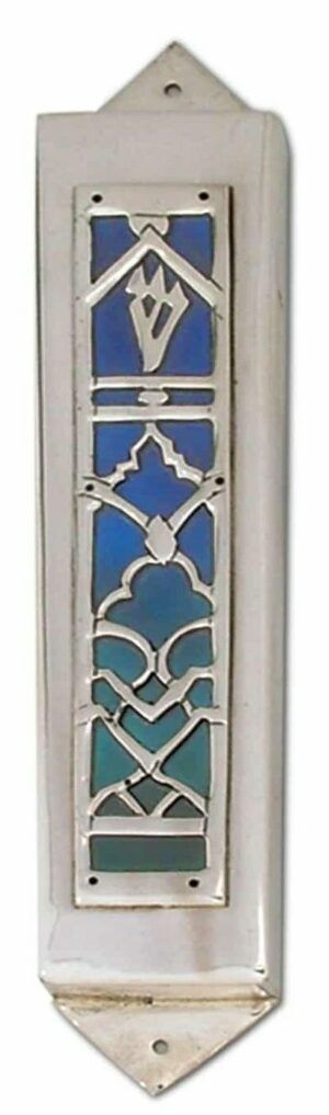 Mezuzah Case Made of Silver with Enamel Colors