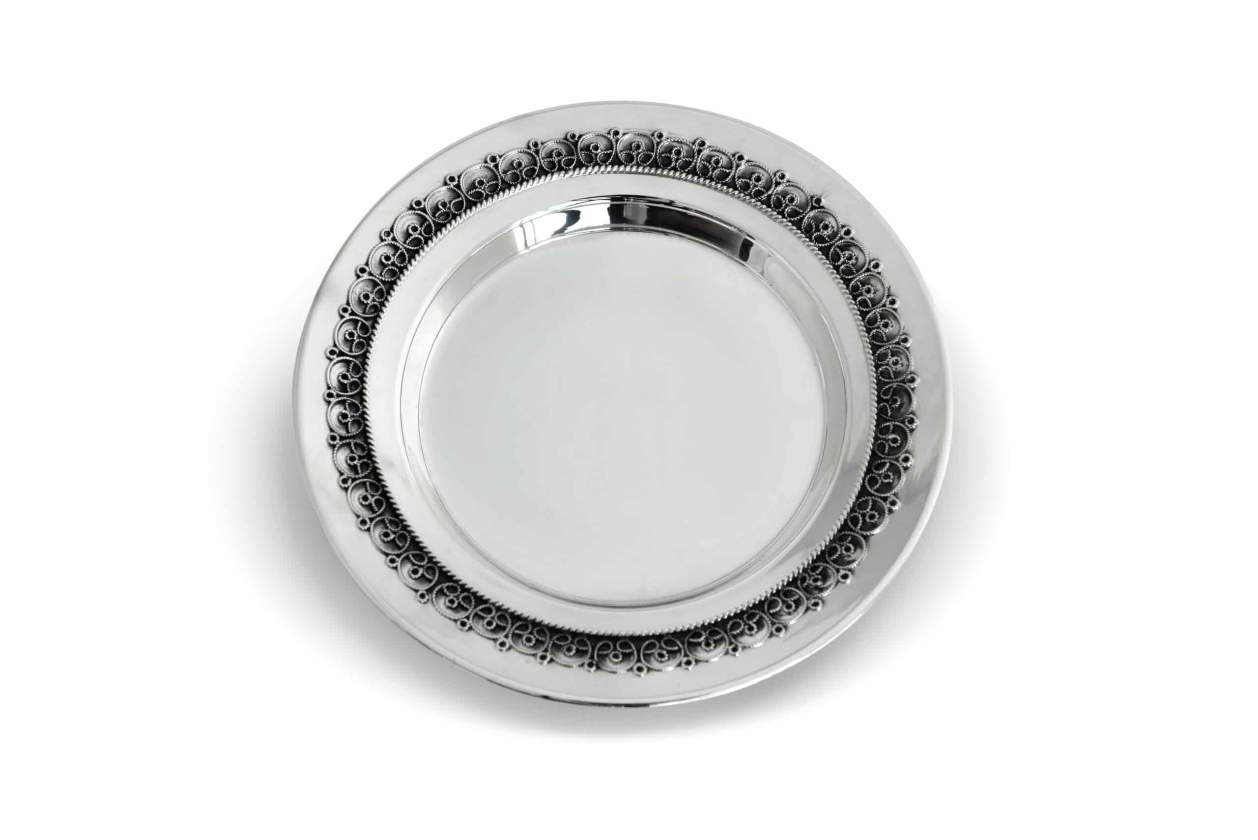 Filigree 925 Sterling Silver Plate for Kiddush Cup