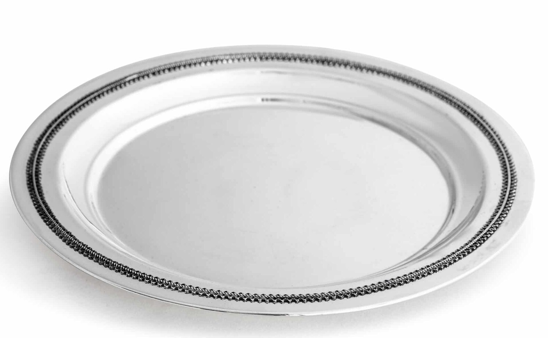 Classic Silver Plate for Kiddush with Filigree Rim