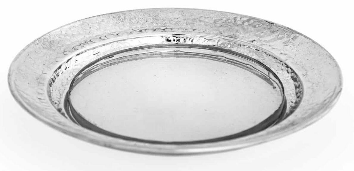 Classic Hammered Sterling Silver Plate for Kiddush Cup