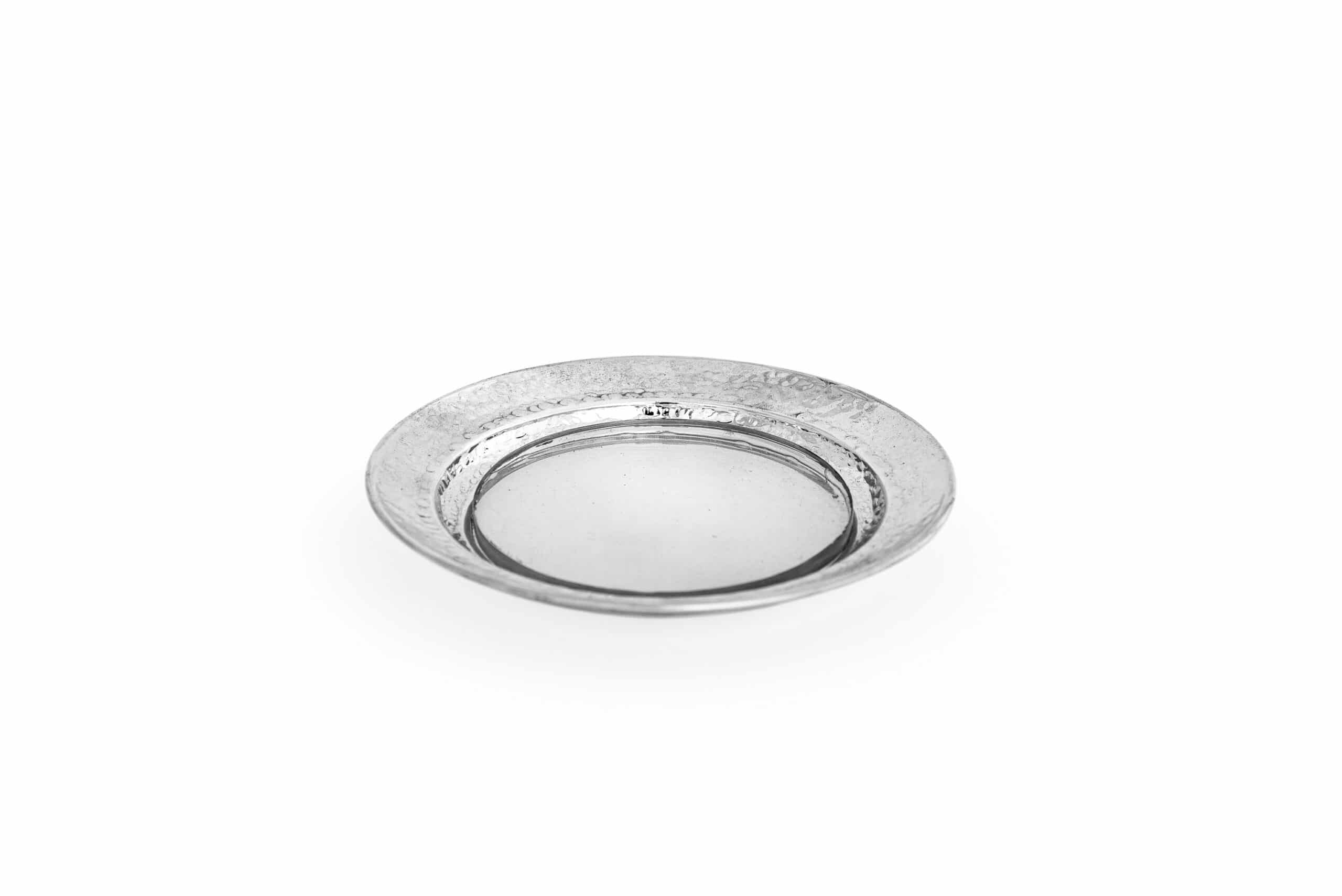 Classic Hammered Sterling Silver Plate for Kiddush Cup