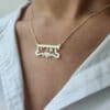 Gold Custom Name Necklace with Heart