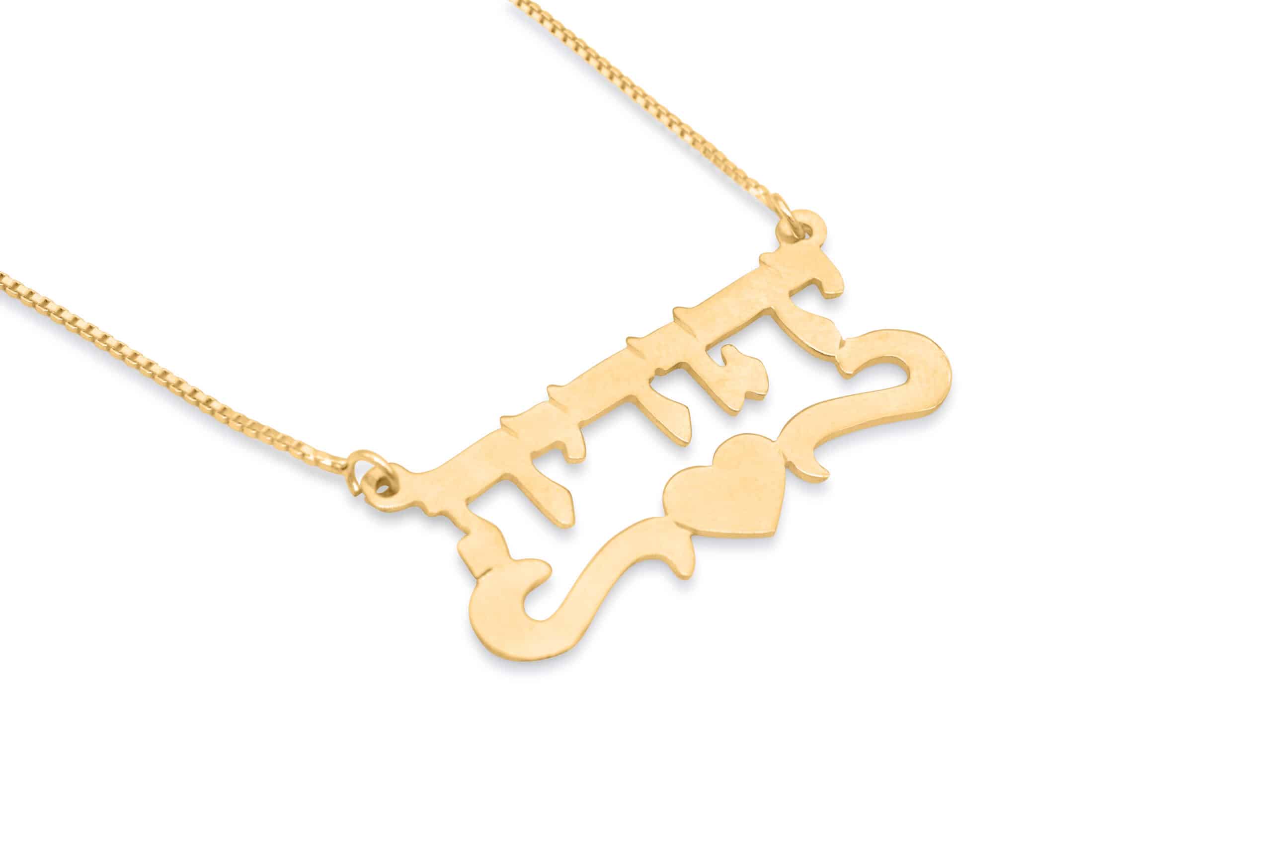 Gold Custom Name Necklace with Heart