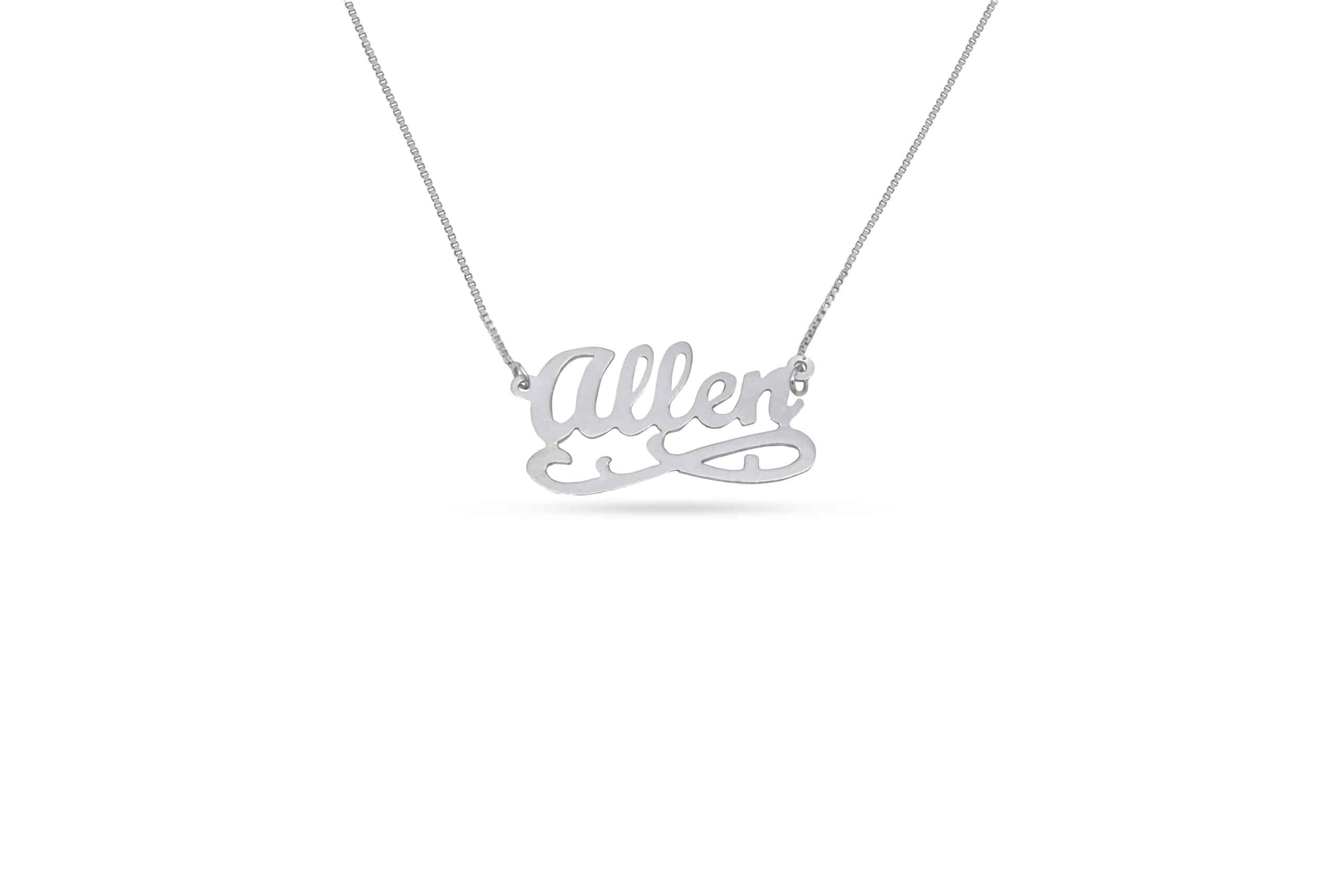 Cursive English Custom Name Sterling Silver Necklace