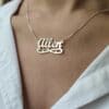 Cursive English Custom Name Sterling Silver Necklace