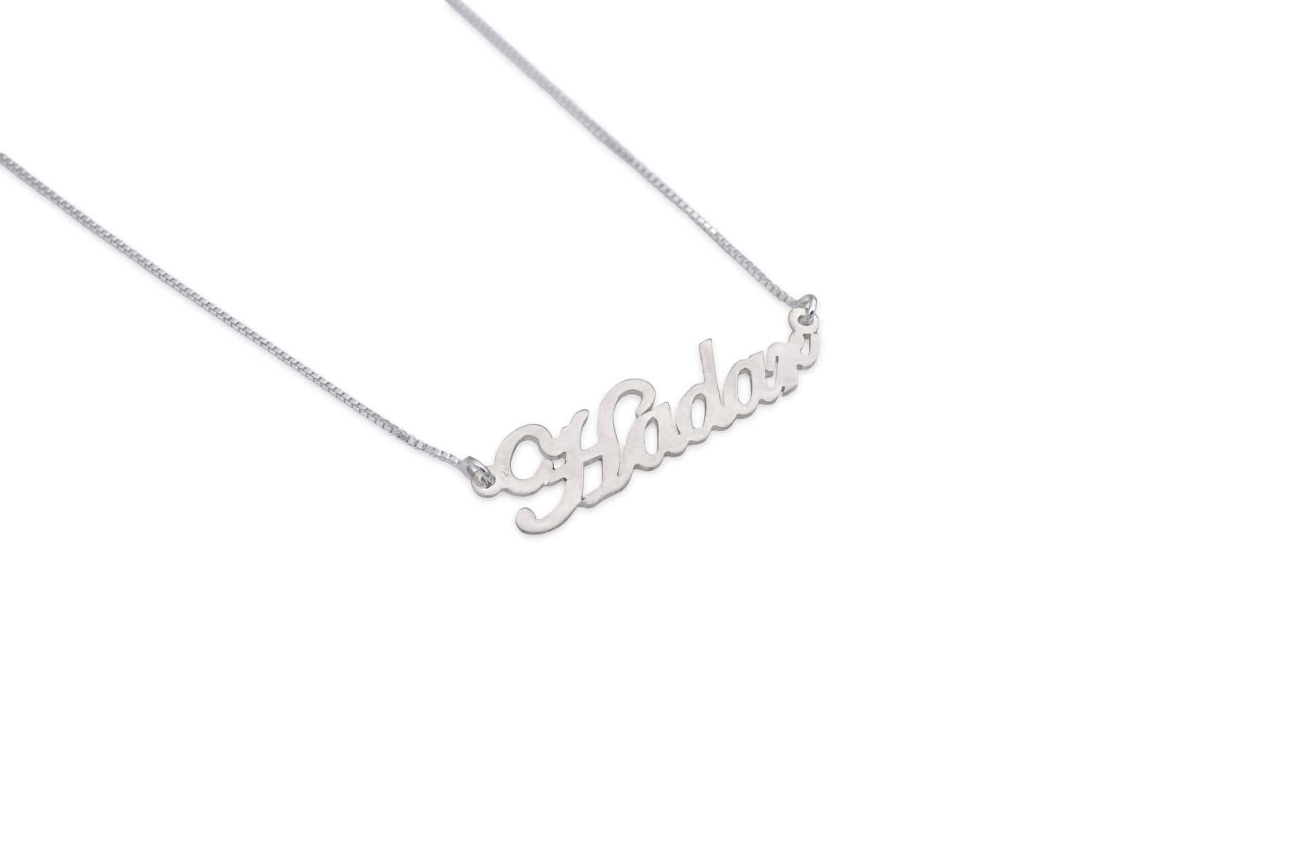 Fashionable Cursive English Name Silver Necklace