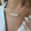 Fashionable Cursive English Name Silver Necklace