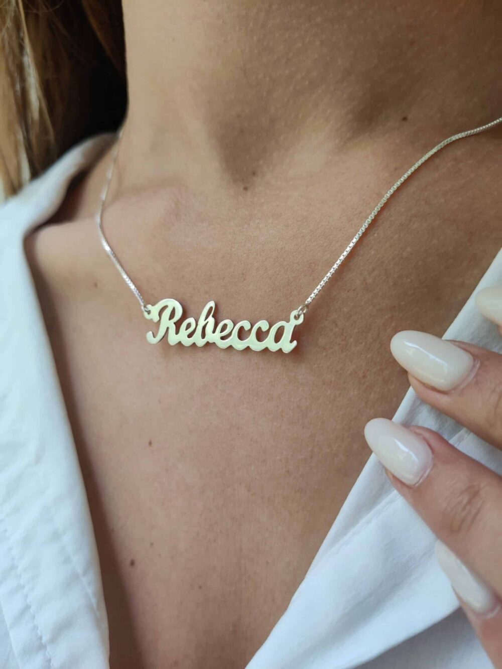 Cursive English Name Sterling Silver Necklace
