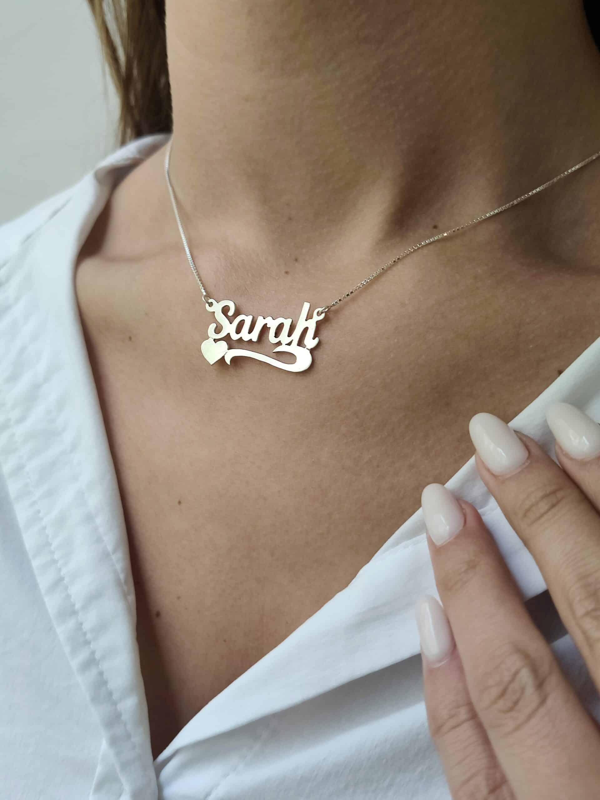 Sterling Silver Custom Name Love Silver Necklace