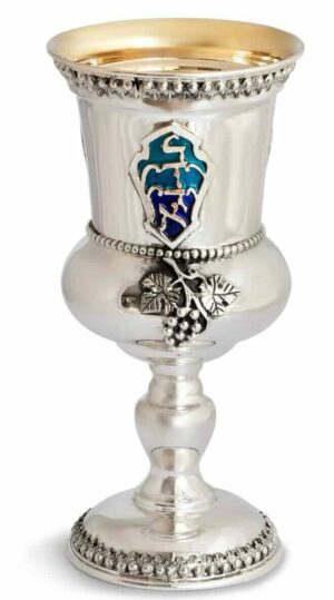 Extra Large Grapes Design 925 Silver Eliyahu Kiddush Cup