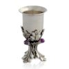 Small Liquor Silver Kiddush Cup with Amethyst