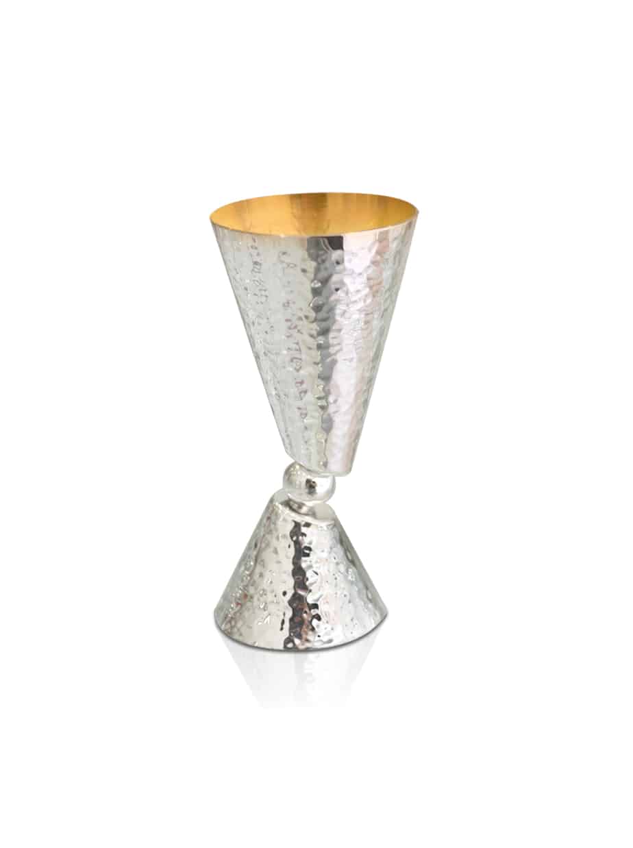 Modern Tiny Kiddush cup with Hammered Finshing