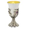 Floral Small Kidush Cup with Amethyst Stones