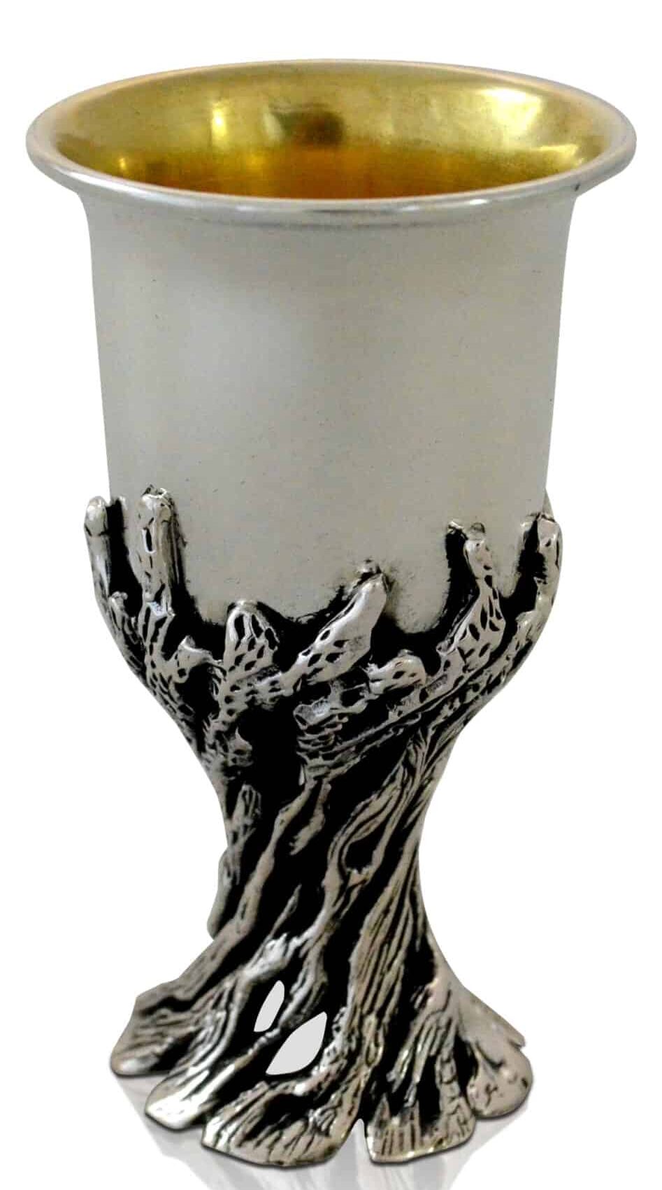 Nature Inspired Small Silver Kiddush Cup