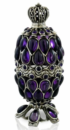 Fabergé Inspired Egg with Semi-Precious Amethyst Stones