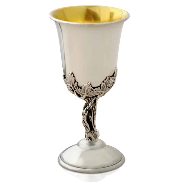 Nature Inspired Sterling Silver Small Kiddush Cup With Unique Stem