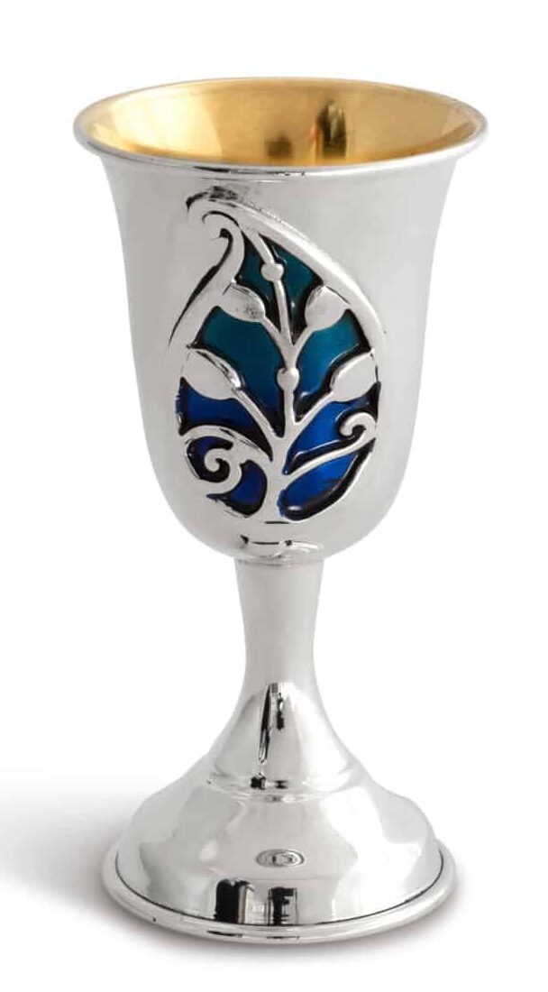 Unique Sterling Silver Baby Kiddush Cup With Colorful Cold Enamel