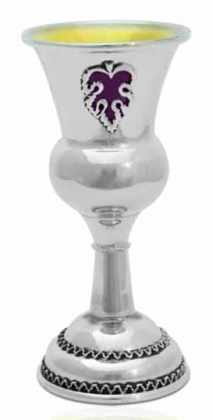 Unique Sterling Silver Baby Kiddush Cup With Cold Enamel