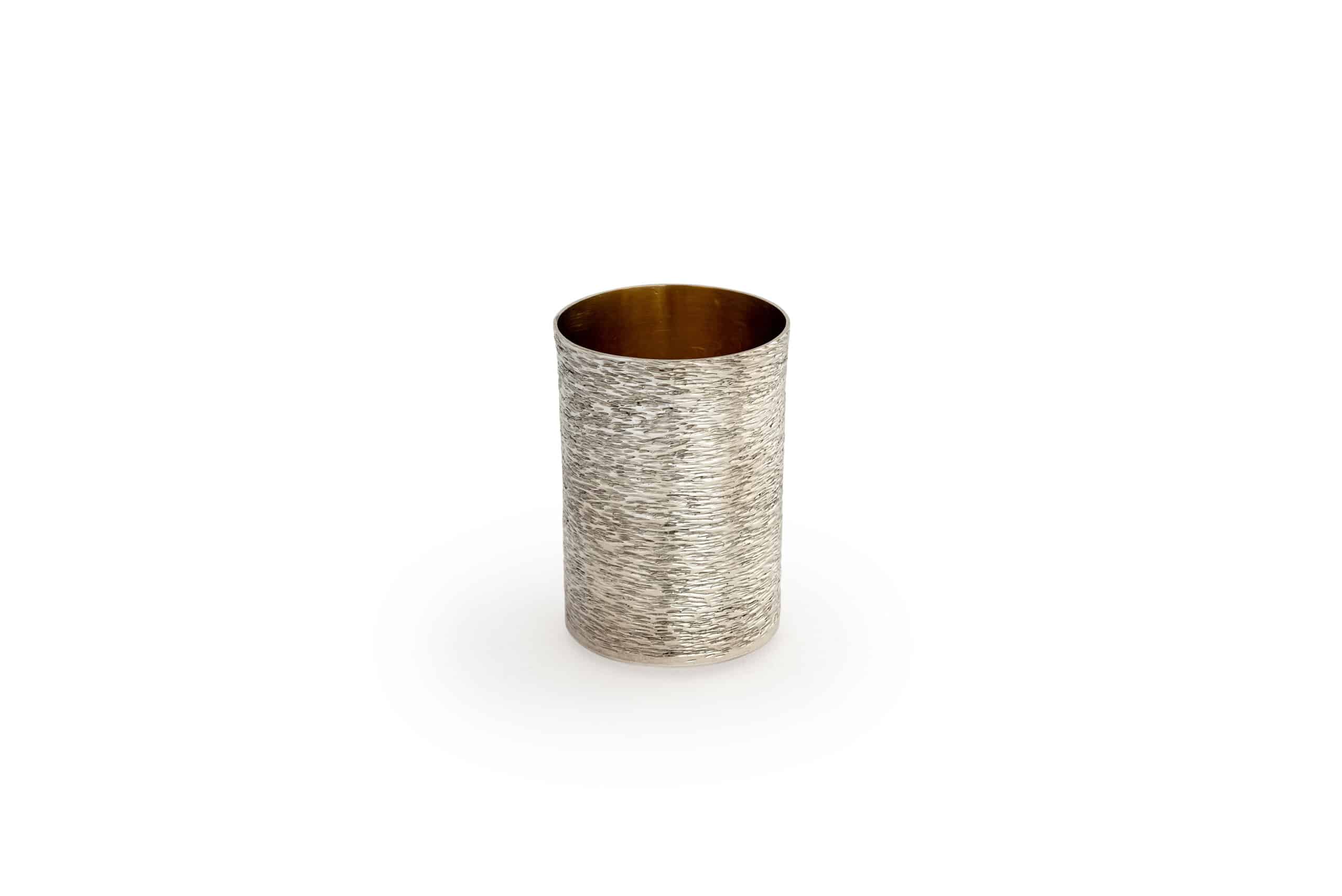 Modern 925 Sterling Silver Liquor Cup With Hammered Finish