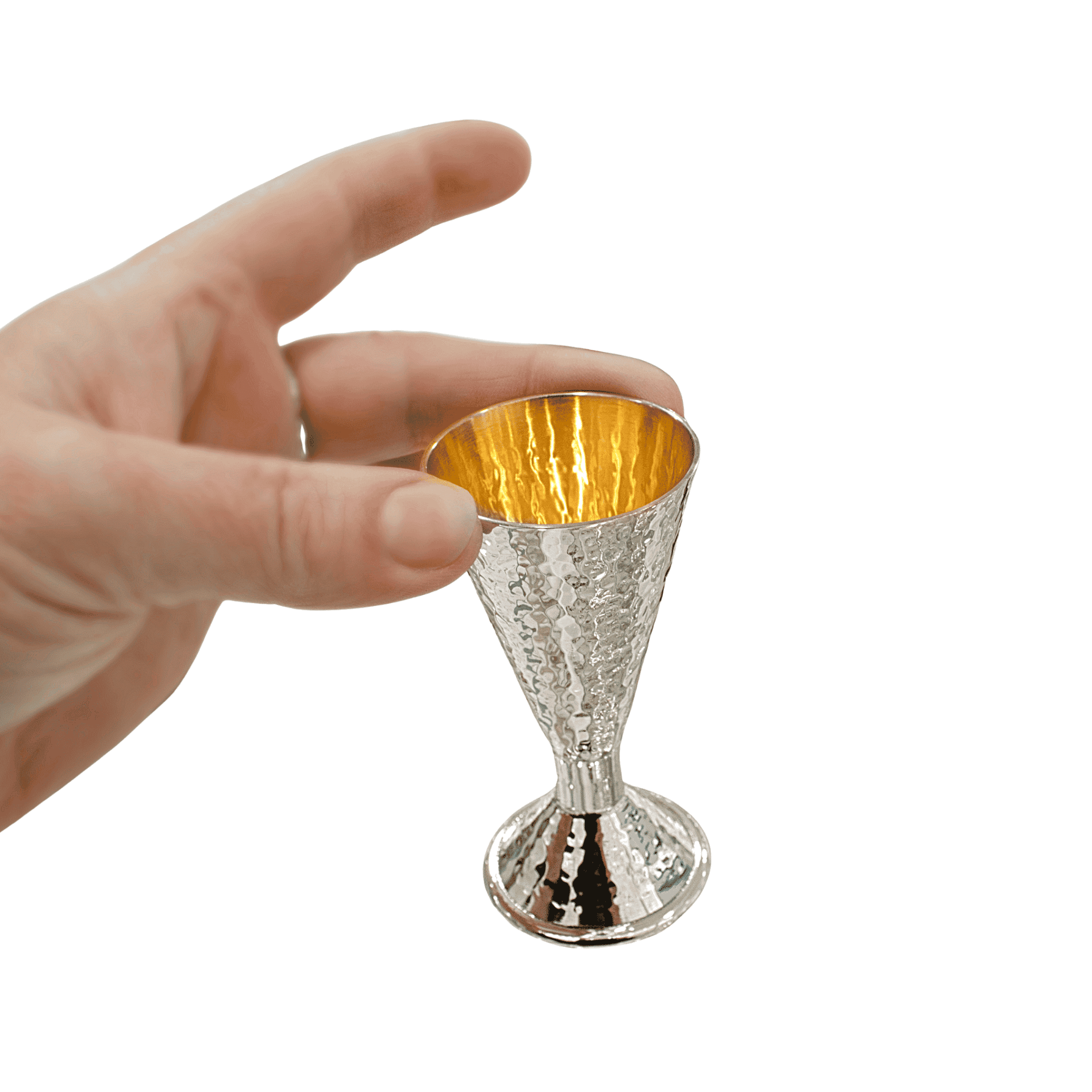 Personalized Hammered Sterling Silver Small Kiddush Cup