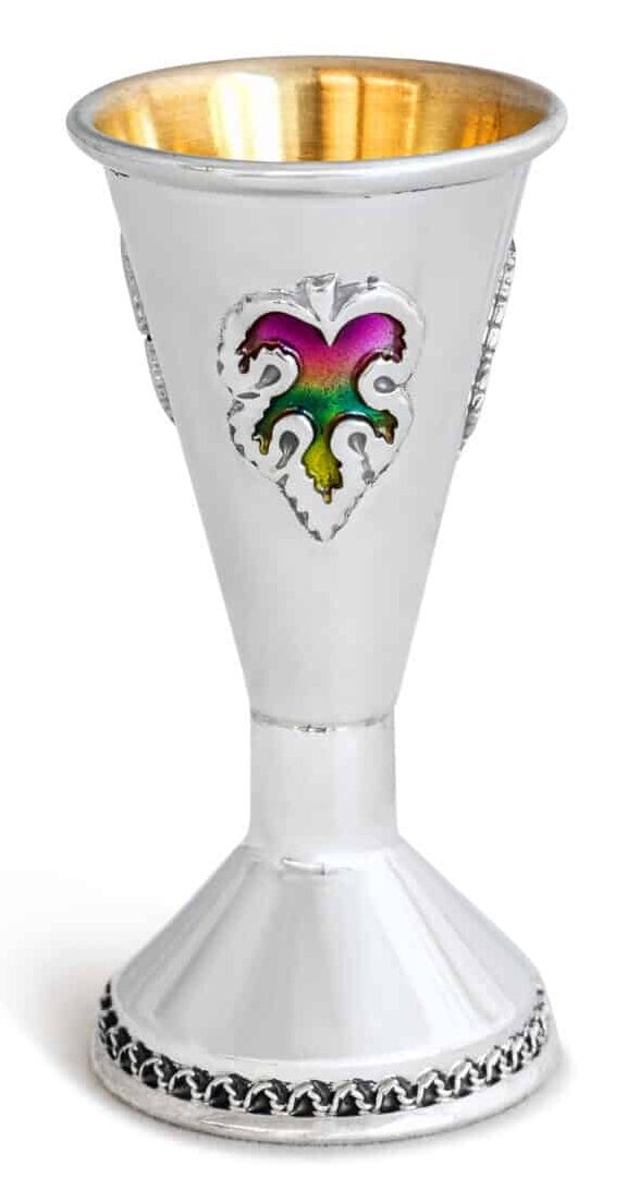 Unique Silver Baby Kiddush Cup With Colorful Cold Enamel