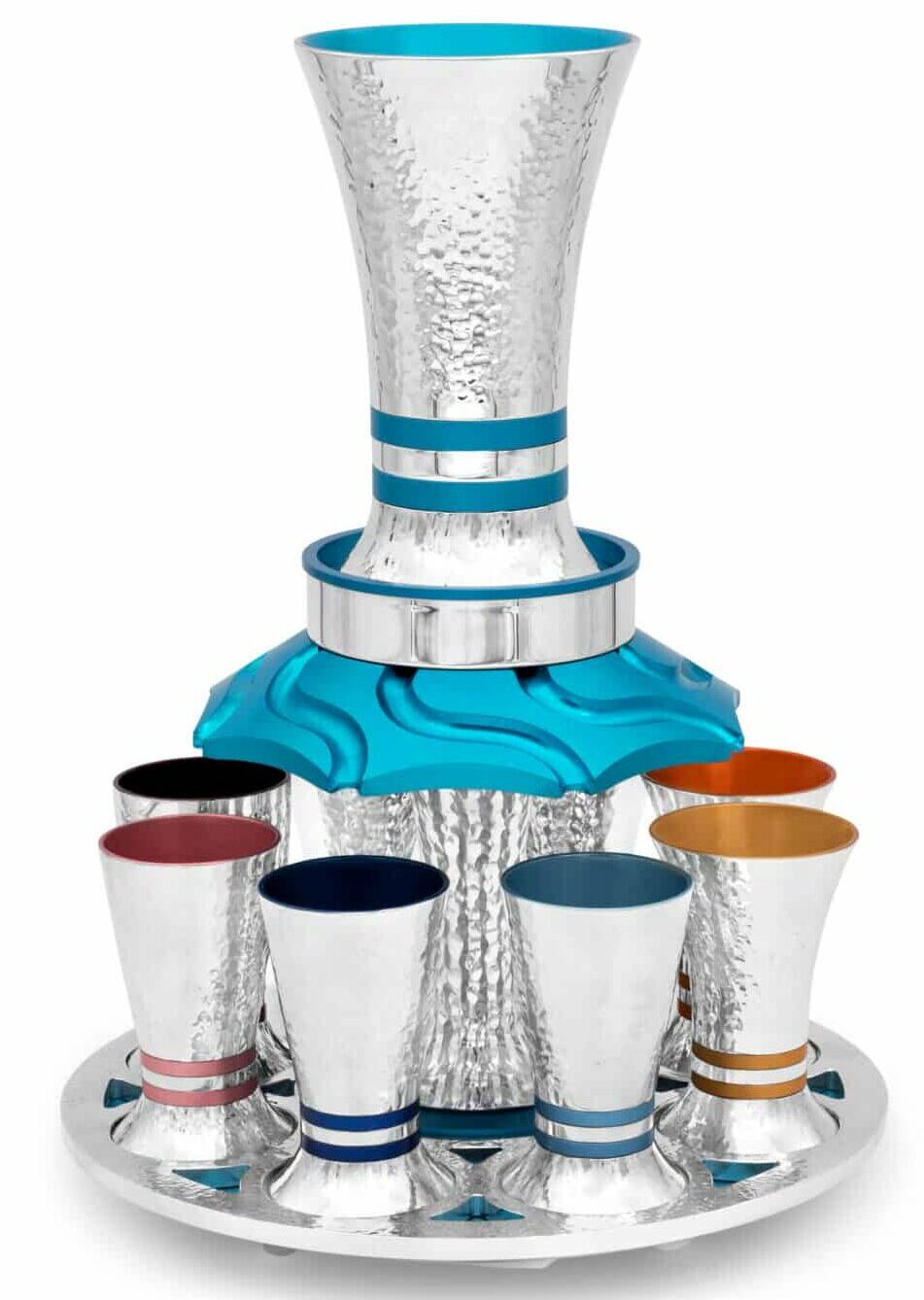 Colorful Aluminum Wine Fountain Set with 10 small cups