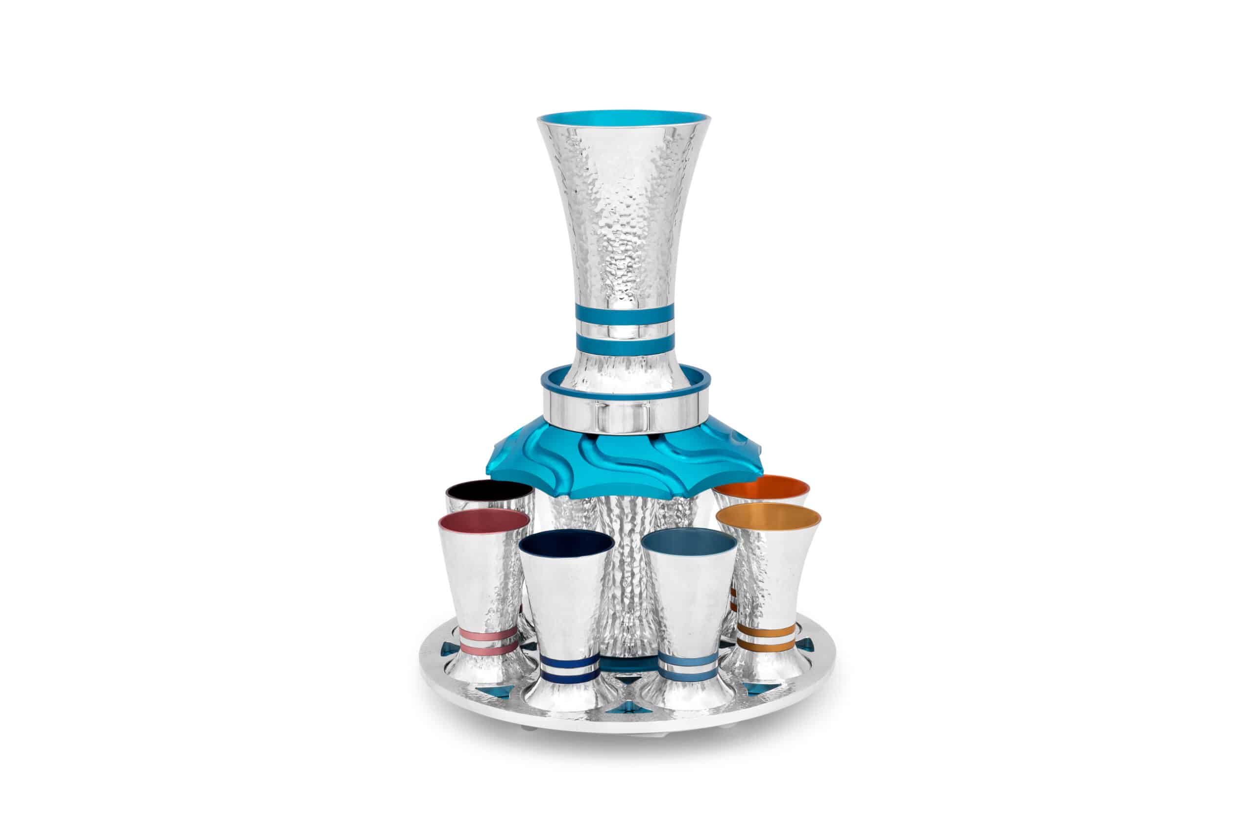 Colorful Aluminum Wine Fountain Set with 10 small cups