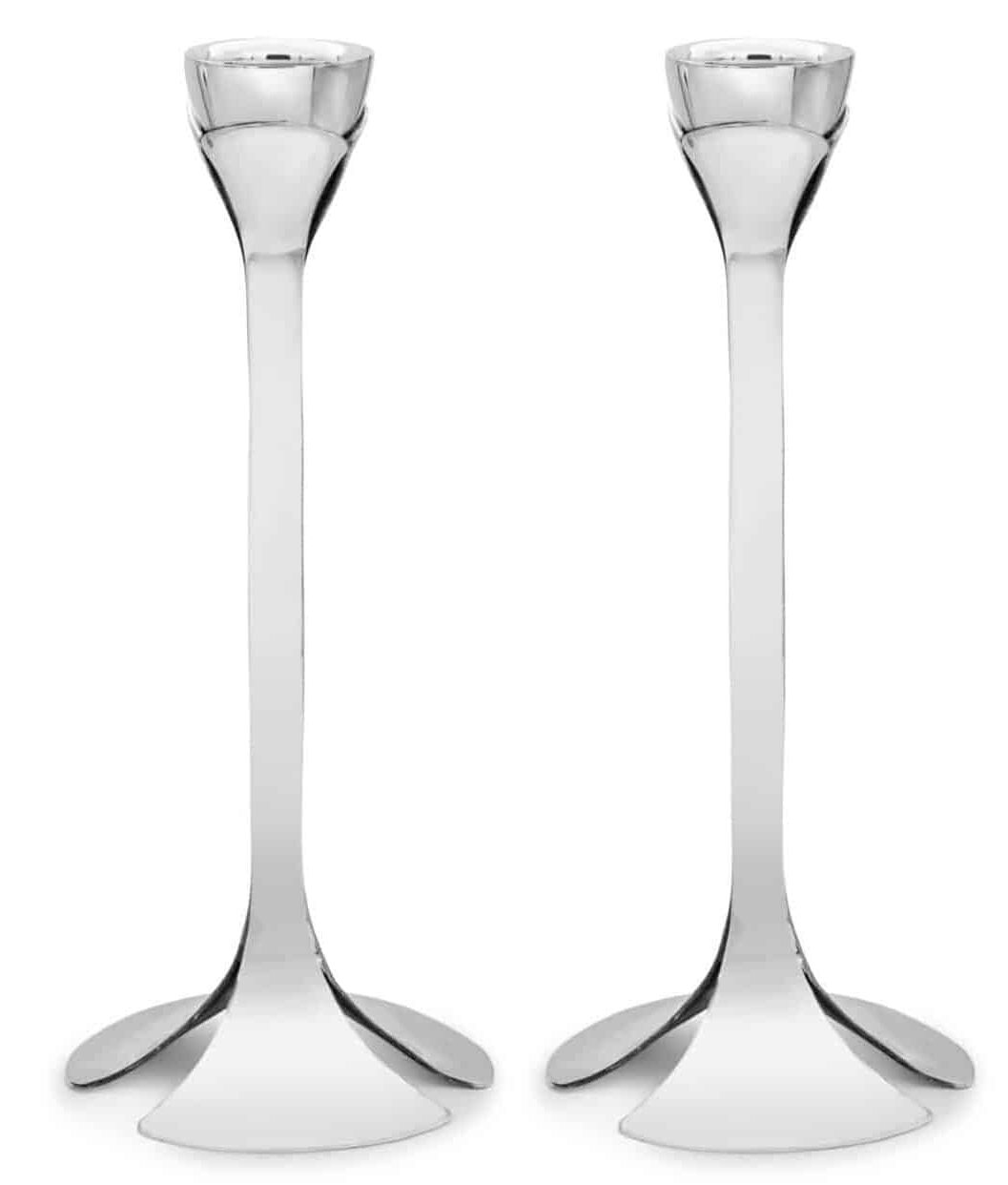 Contemporary Flower-Shaped Sterling Silver Candlesticks