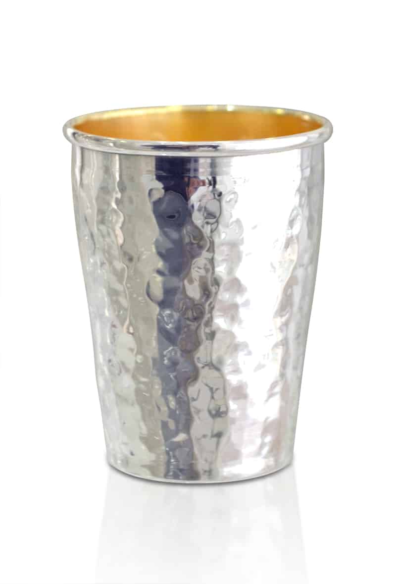 Small Stylish Hammered Kiddush Cup with Bolded Rim