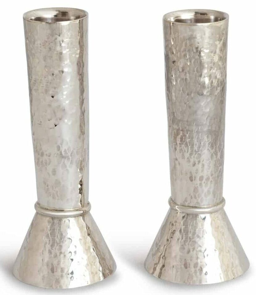 Tiny Size Sterling Silver Hammered Candlesticks