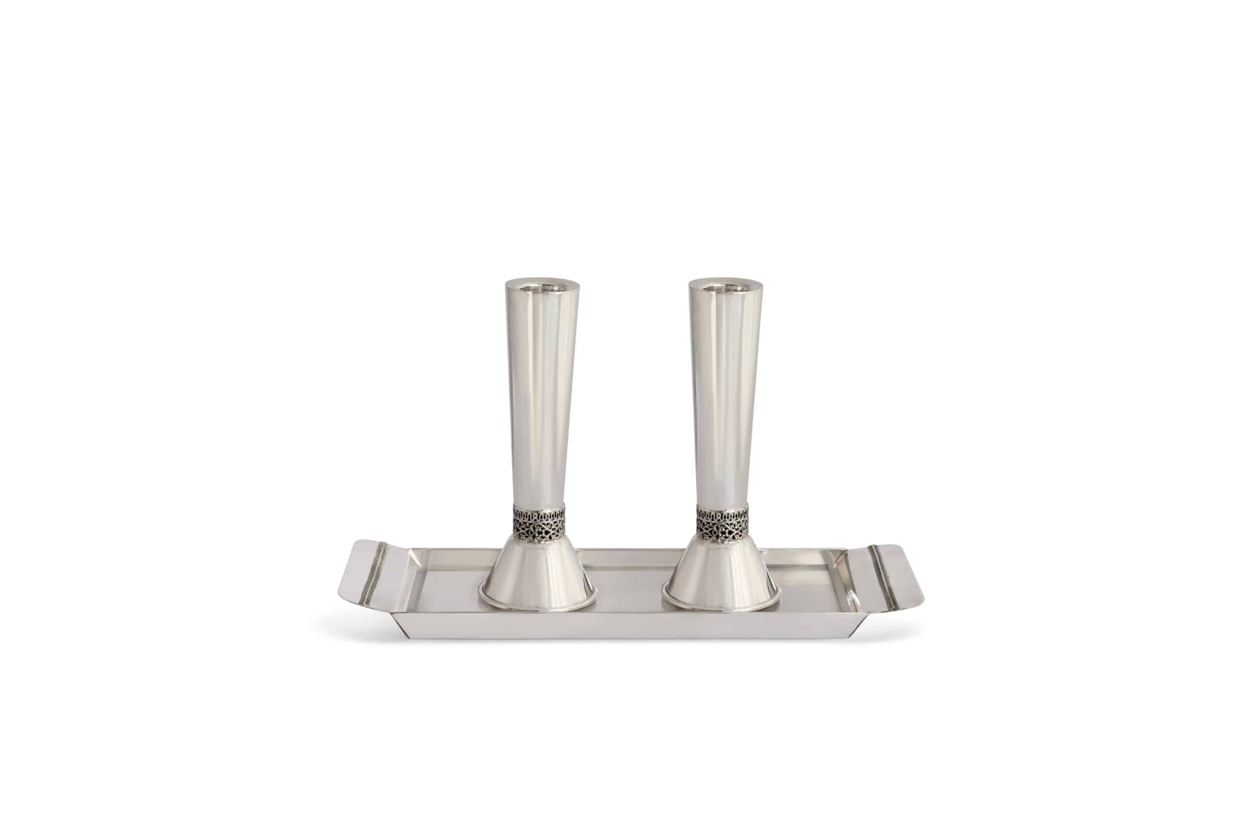 Beautiful Mid Size Traditional Shabbat Candlesticks Made of Sterling Silver