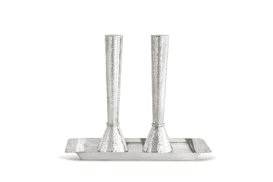 Hammered Pair of Candlesticks Made of Sterling Silver