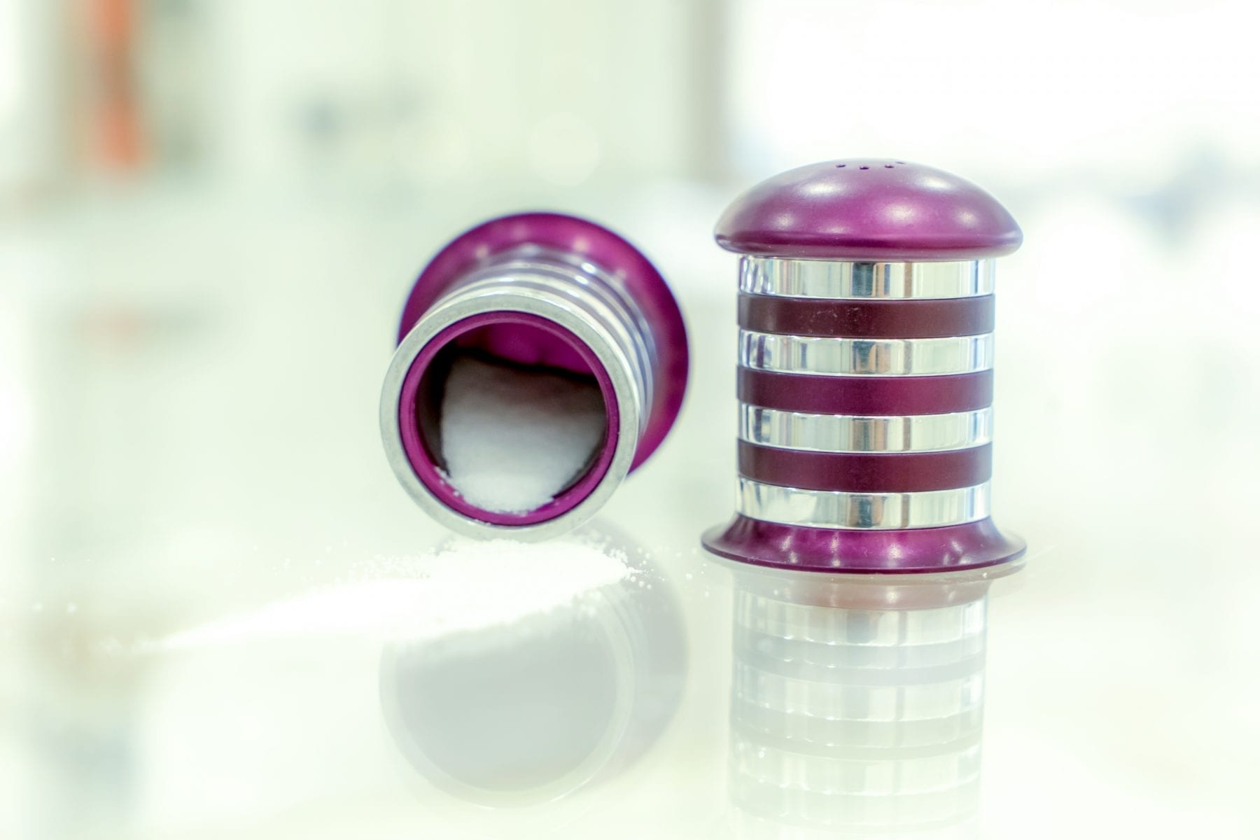 Salt and Pepper Aluminum Tableware with Shiny Rings