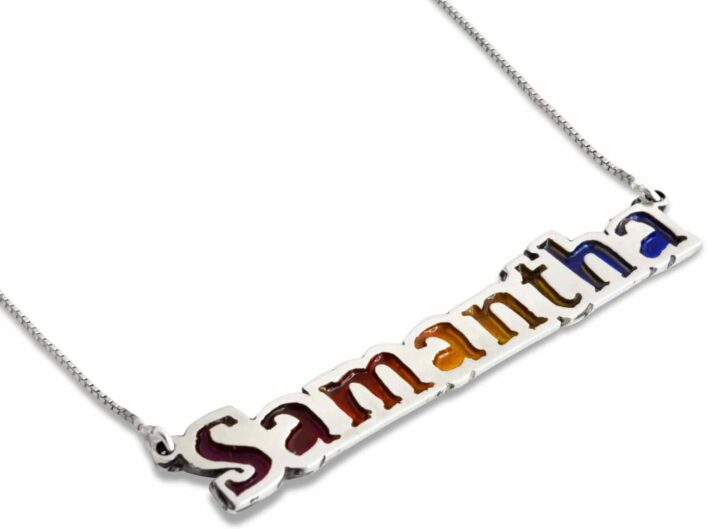 Colorful Cold Enamel English Name Necklace