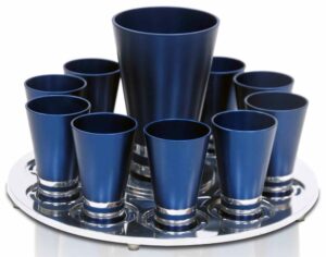 Large Aluminum Kiddush Cup Set with 10 Liquor Cups
