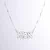 Cut-Out Hebrew Mother Silver Necklace