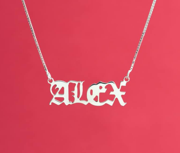 Unusual English Name Sterling Silver Necklace