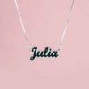 Enameled Thick English Name Silver Necklace