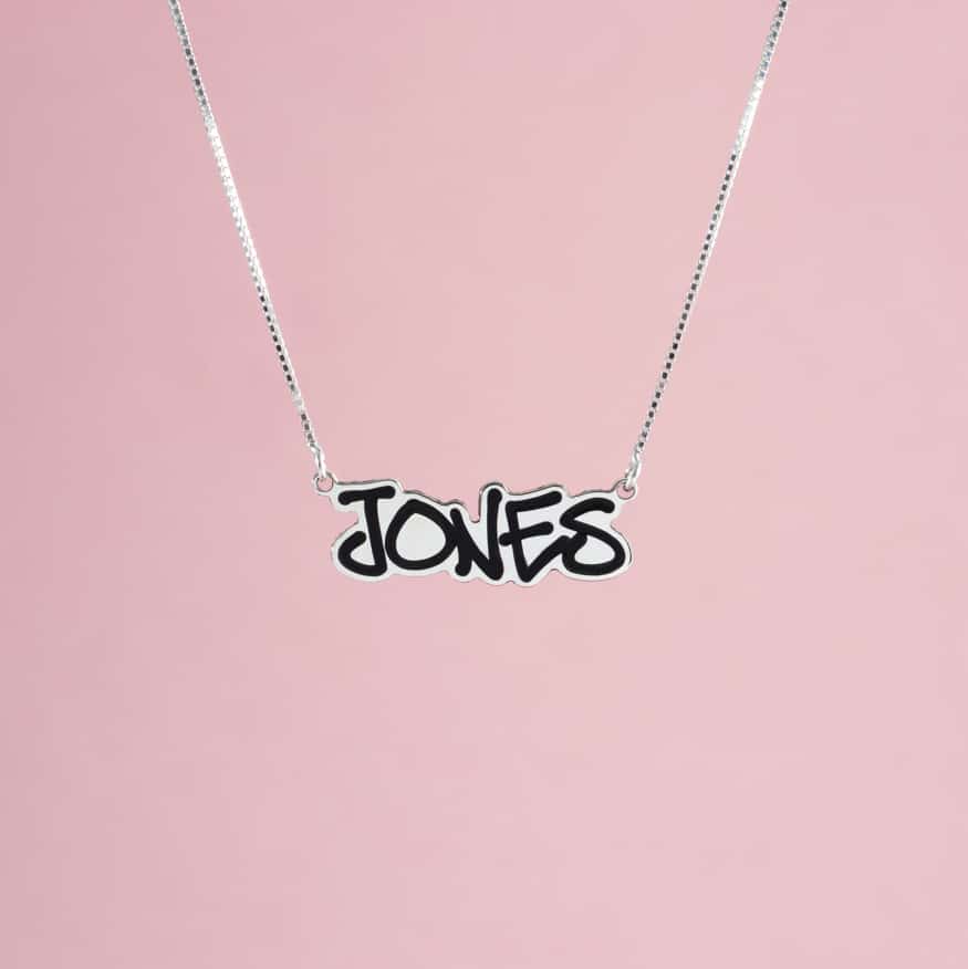 Sterling Silver Name Necklace in Thin Enamel