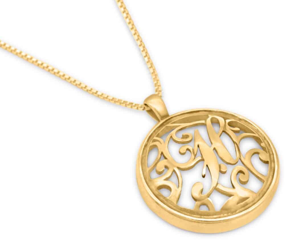 Hollow Initial Contemporary Gold Pendant