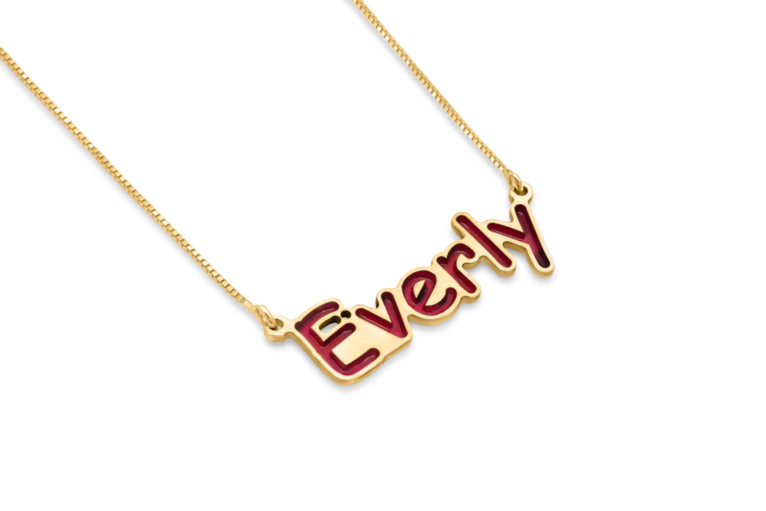 14K Gold Name Pendant with Colorful Enamel
