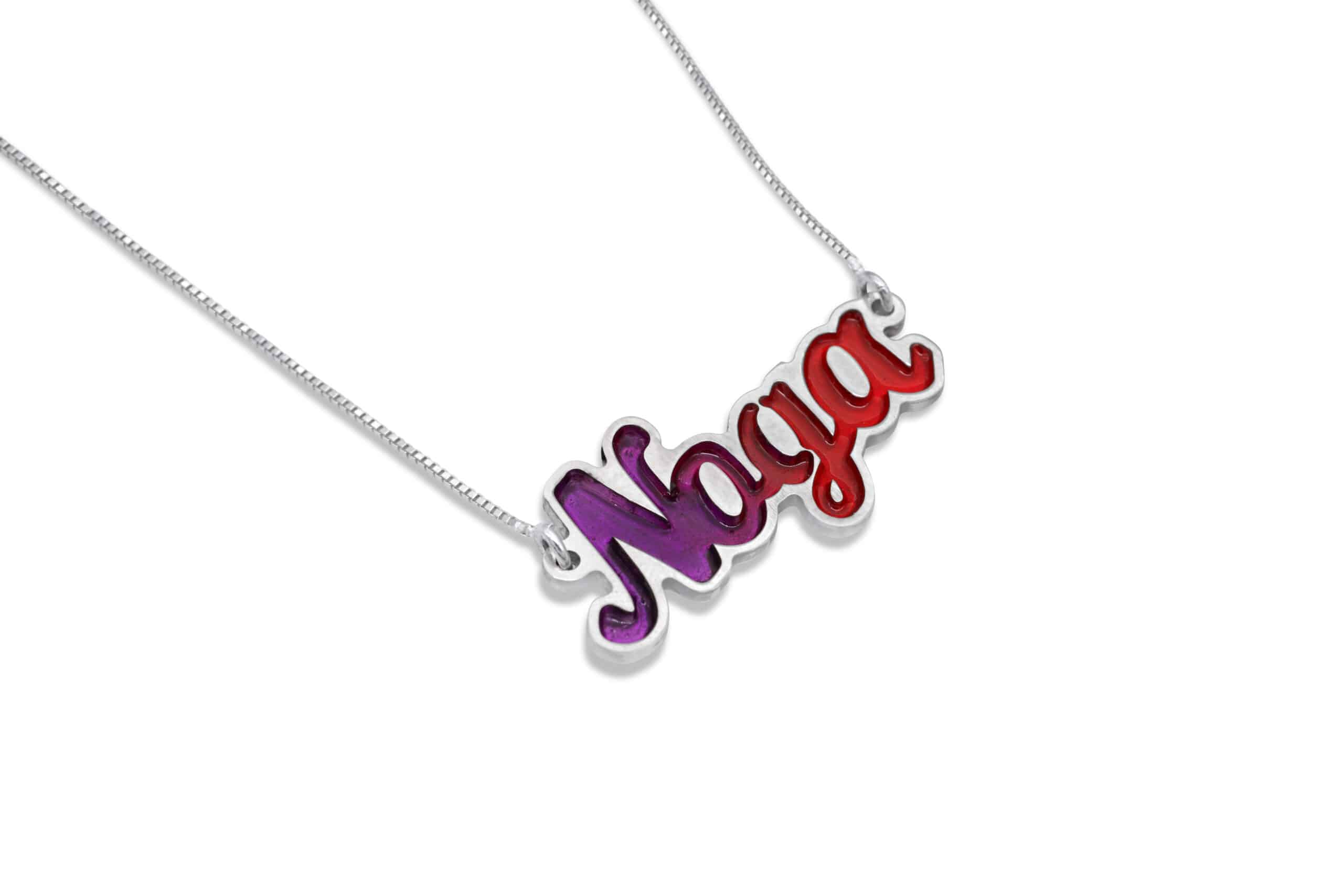Sterling Silver Name Pendant with Enamel