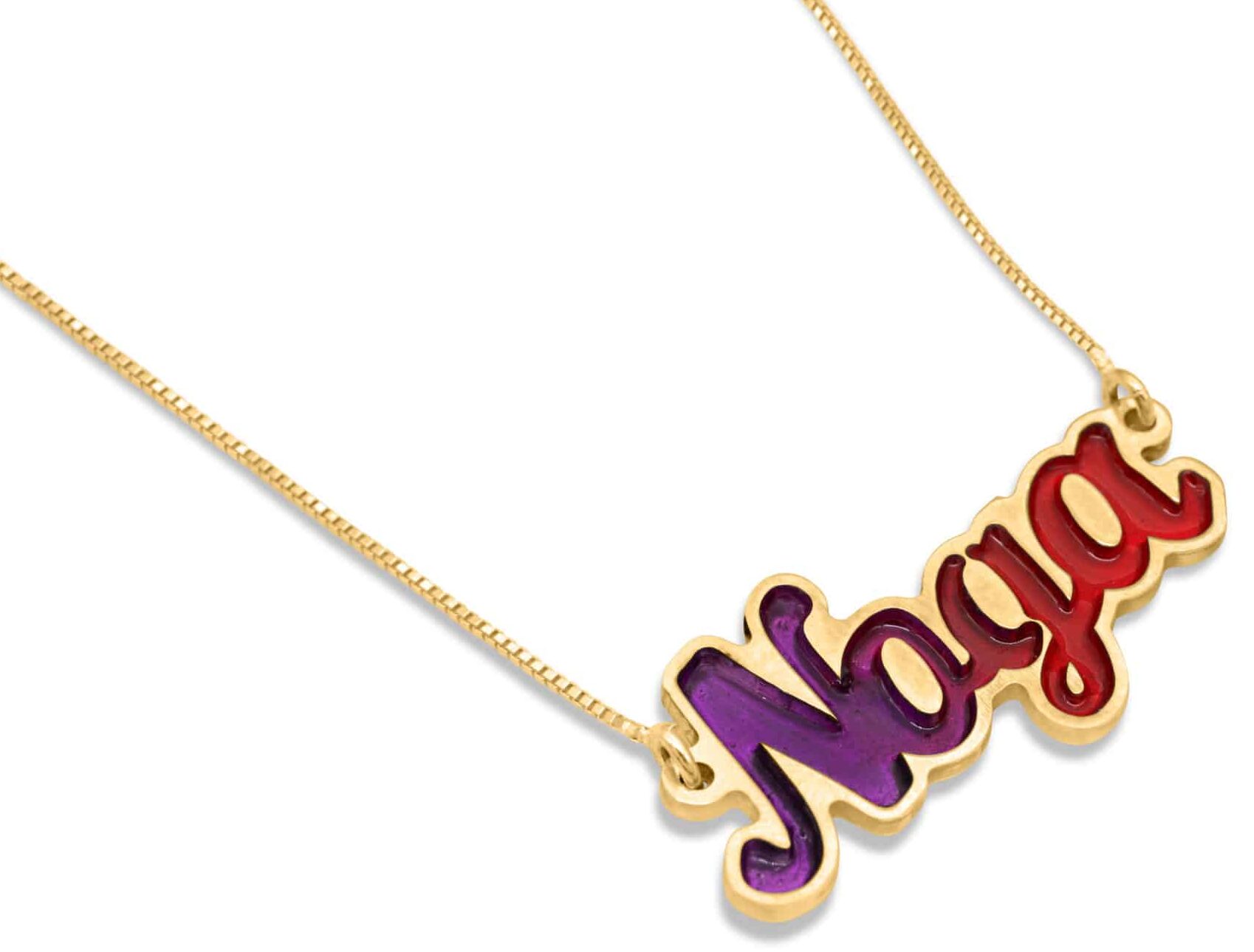 14K Gold Name Necklace with Enamel