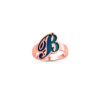 A Thick Enamel Colored Gold Name Letter Ring