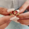 14K Gold Heart and Initial Love Ring