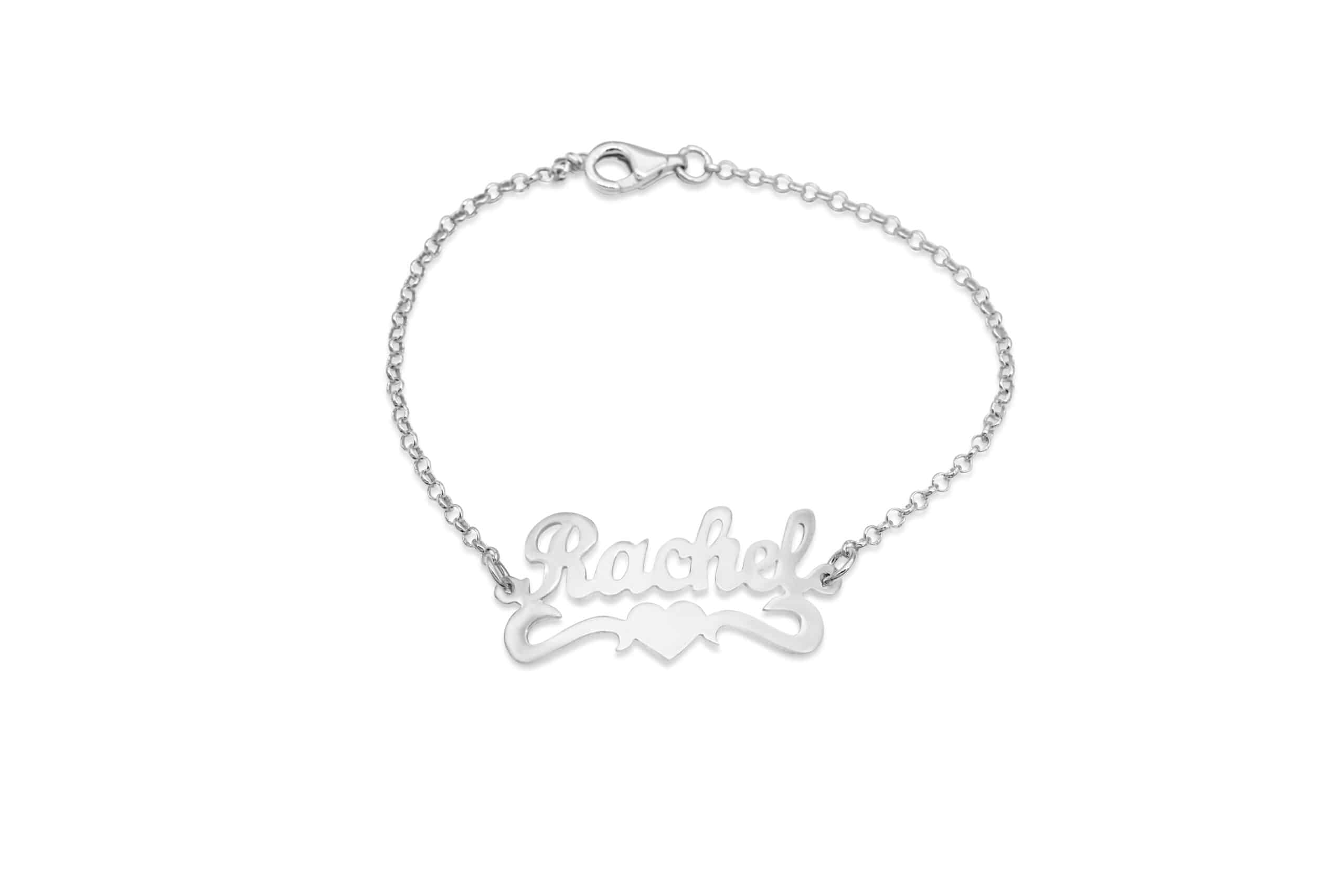 Cursive Charming English Name Silver Bracelet
