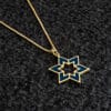Star of David Hollow Enameled Gold Pendant