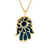 Hamsa Gold Necklace with Lapis Lazuli Stone
